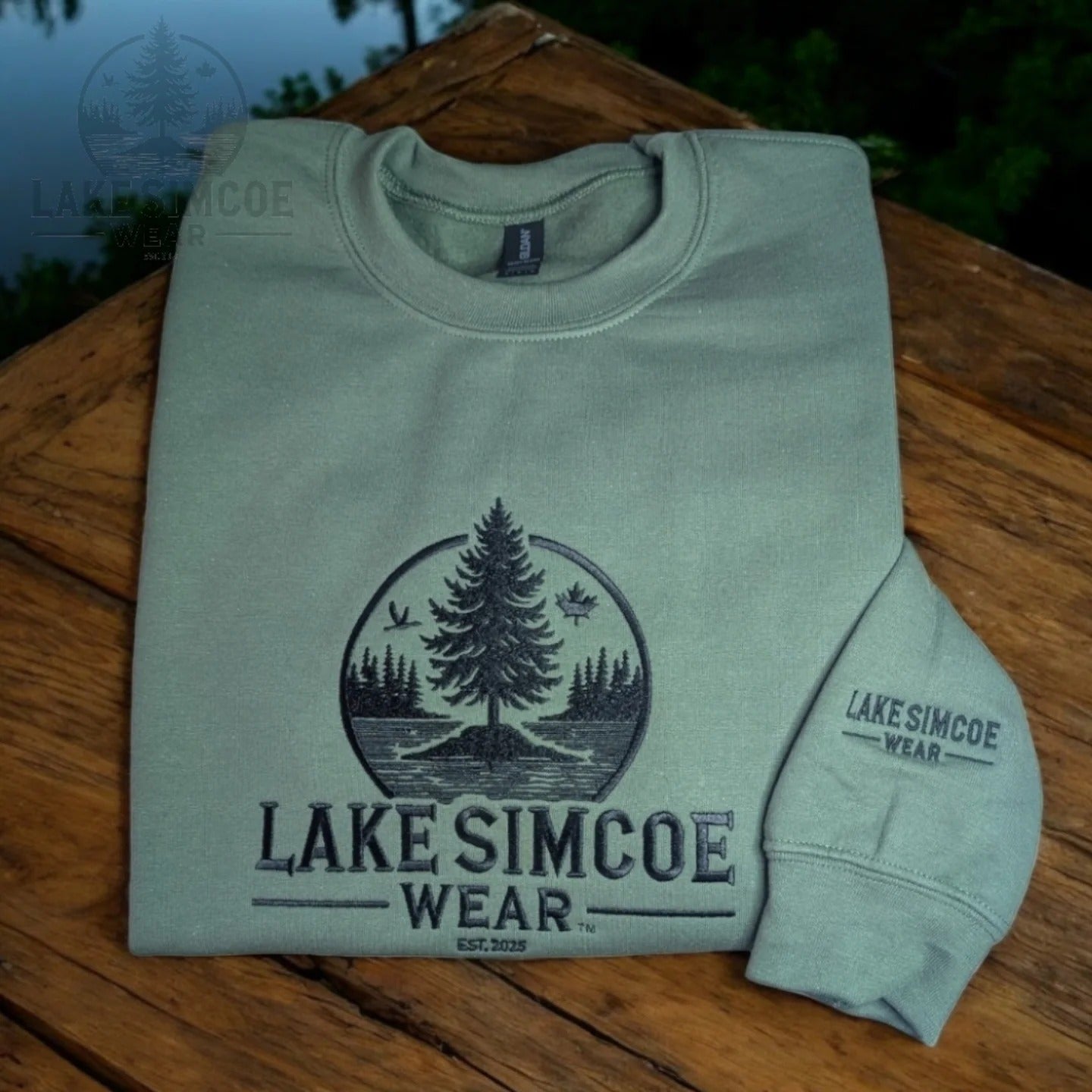 Lake Simcoe Wear™ Adult Classic Military Green Crewneck