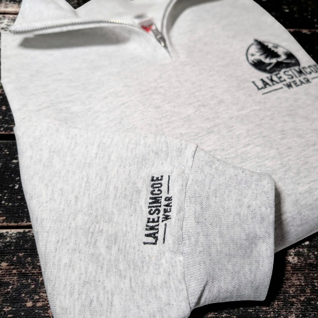 Lake Simcoe Wear™ Adult Unisex Quarter Zip Sweatshirt Ash Grey
