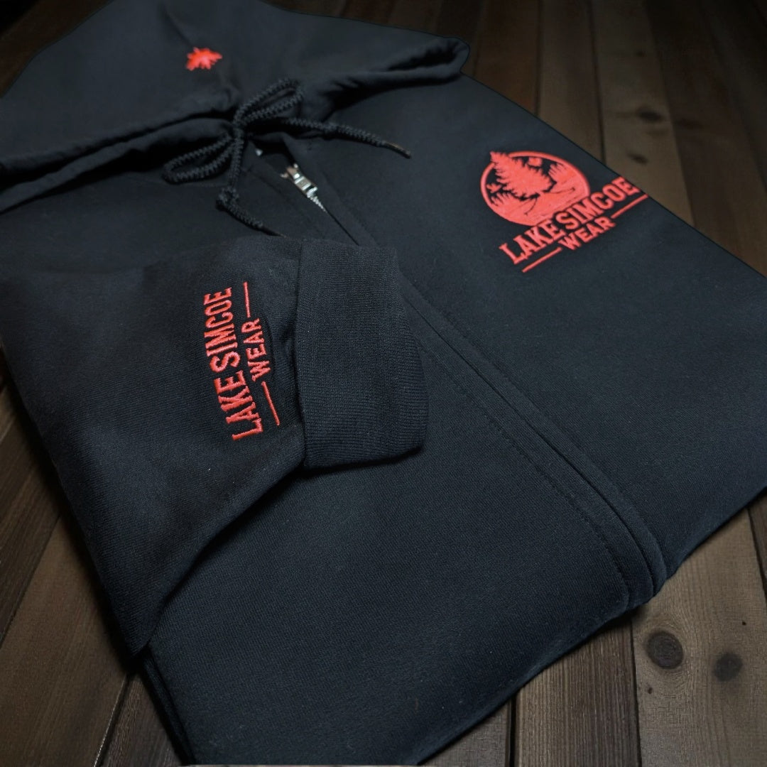 Lake Simcoe Wear™ Adult Classic Hoodie Full Zipper Black