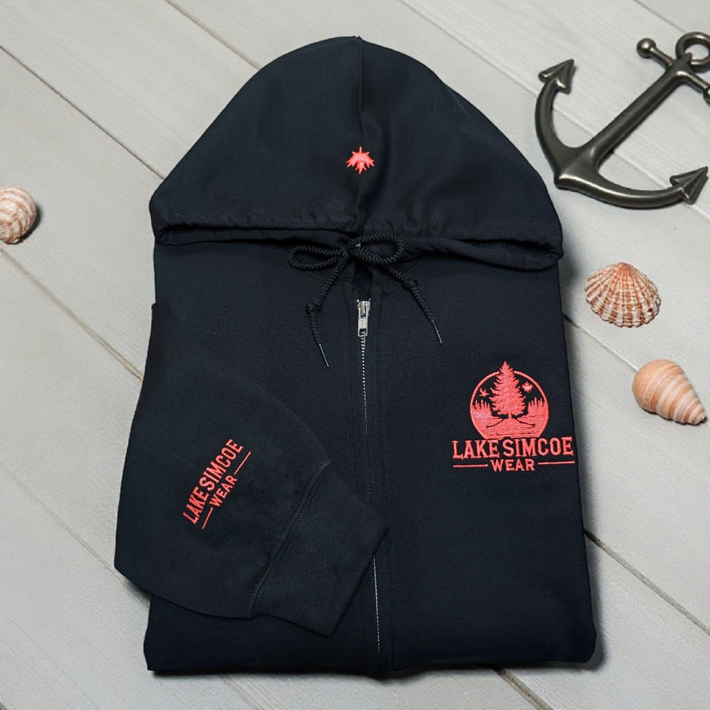 Lake Simcoe Wear™ Adult Classic Hoodie Full Zipper Black