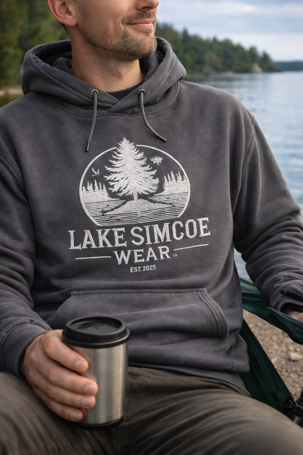 Lake Simcoe Wear™ Adult Classic Hoodie Charcoal Grey