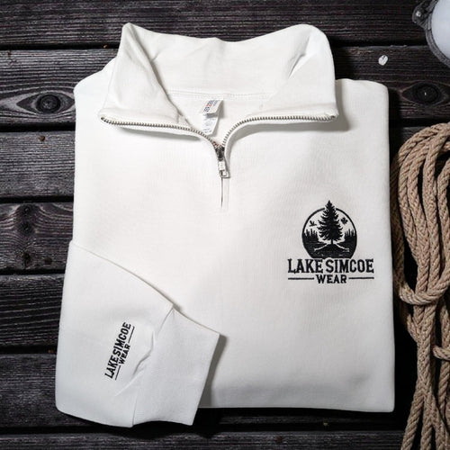 Lake Simcoe Wear Adult Unisex Quarter Zip Sweatshirt White