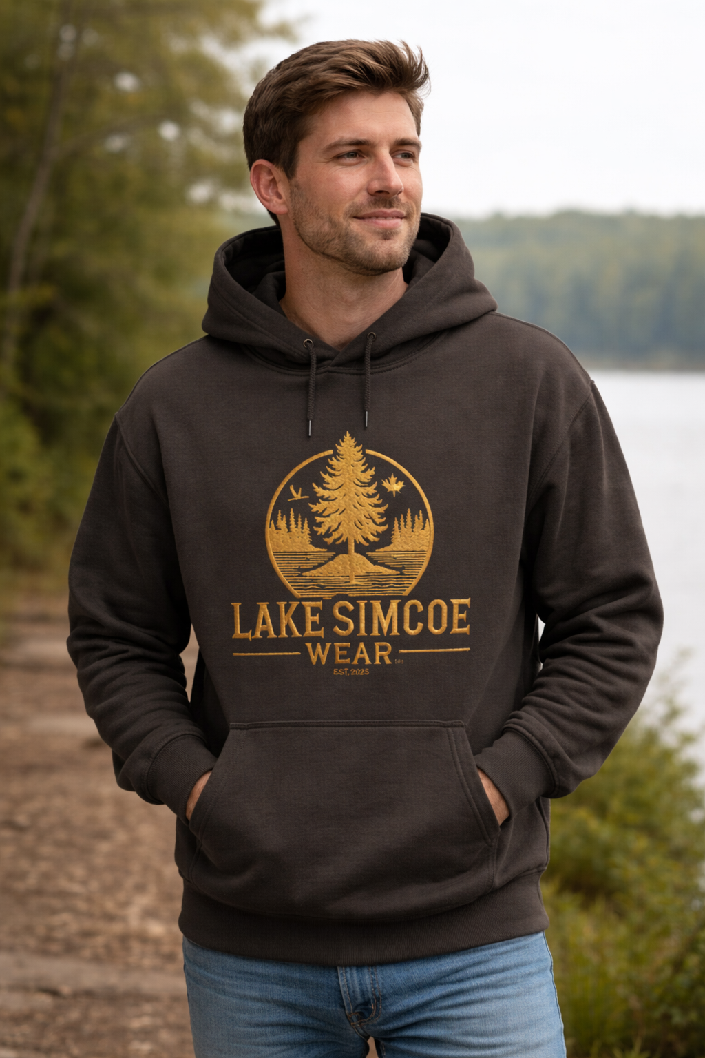 Lake Simcoe Wear™ Adult Classic Hoodie Dark Chocolate