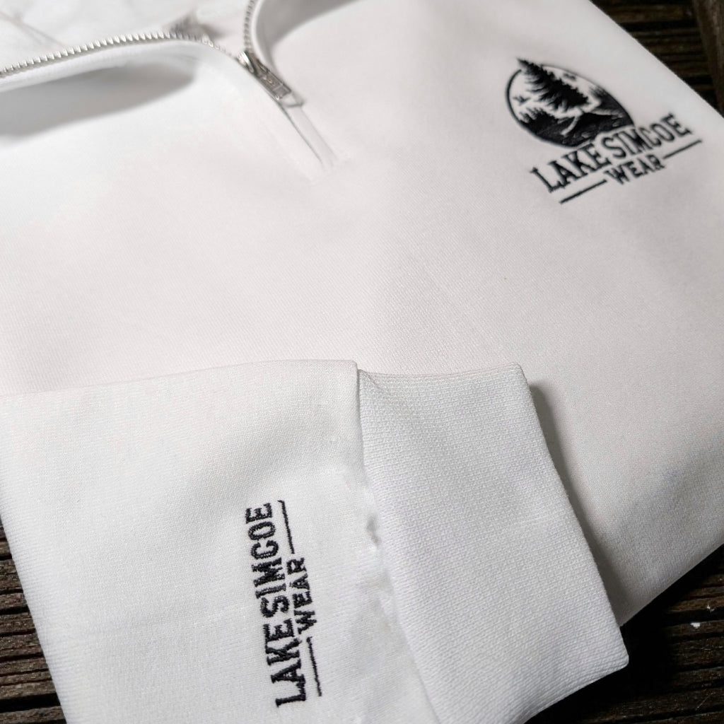 Lake Simcoe Wear™ Adult Unisex Quarter Zip Sweatshirt White