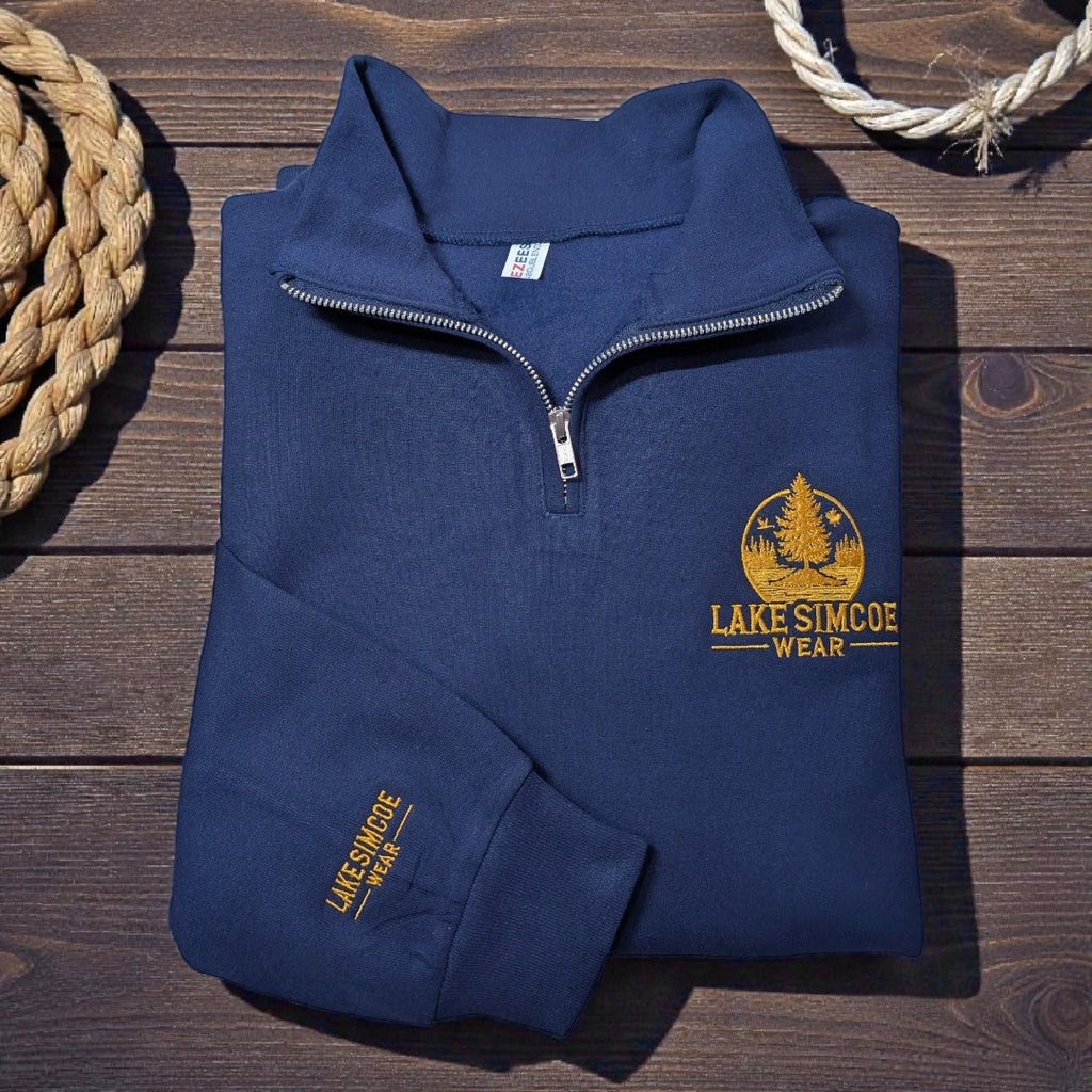 Lake Simcoe Wear™ Adult Unisex Quarter Zip Sweatshirt Navy Blue