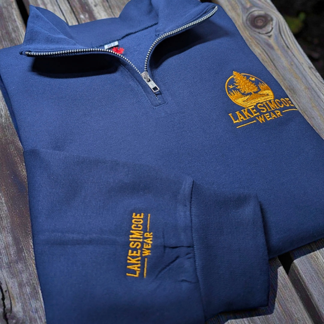 Lake Simcoe Wear™ Adult Unisex Quarter Zip Sweatshirt Navy Blue