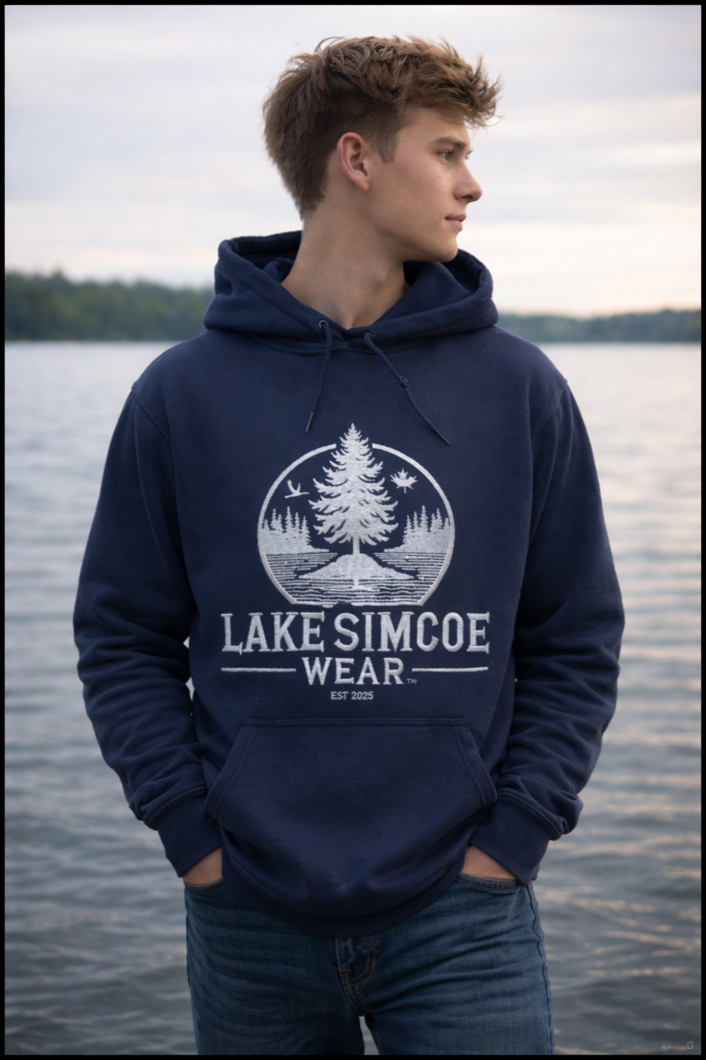 Lake Simcoe Wear™ Adult Classic Hoodie Navy Blue